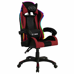 Maison Chic Fauteuil de jeux vidéo avec LED,Fauteuil Gamer du Bureau RVB Bordeaux et noir Similicuir -MN45451