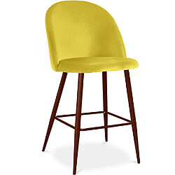 ICONIK INTERIOR Tabouret tapissé en velours - Design scandinave - 66cm - Evelyne Jaune 