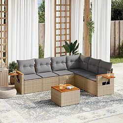 vidaXL Salon de jardin avec coussins 7 pcs beige résine tressée 