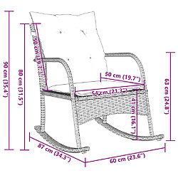 vidaXL Chaise à bascule de jardin avec coussins gris résine tressée pas cher