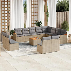 Maison Chic Salon de jardin avec coussins 13 pcs | Ensemble de Table et chaises | Mobilier d'Extérieur beige résine tressée -GKD81454