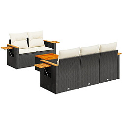 Maison Chic Ensemble Tables et chaises d'extérieur 6pcs avec coussins,Salon de jardin noir résine tressée -GKD904452