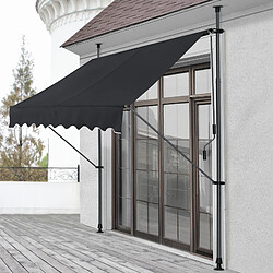 Store Banne Manuel Rétractable pour Terrasse Marquise Soleil de Balcon Auvent Téléscopique Hauteur et Inclinaison Réglable Sans Perçage Acier Polyester 200 x 120 x 200-300 cm Noir [pro.tec]