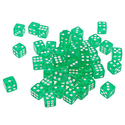 50pcs Dés Translucides D6 Dés à 6 Faces 12 Mm Pour Les Jeux De Société Party Green jouer aux dés de jeu