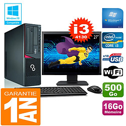 PC Fujitsu Esprimo E720 E85+ SFF I3-4130 RAM 16Go Disque 500Go Wifi W7 Ecran 27" - Occasion