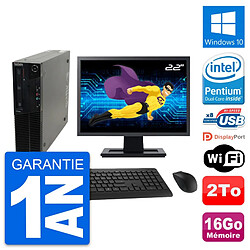 PC Lenovo M82 SFF Ecran 22" Intel G630 RAM 16Go Disque Dur 2To Windows 10 Wifi - Occasion