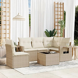 vidaXL Salon de jardin avec coussins 6 pcs beige résine tressée 