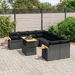 Maison Chic Ensemble Tables et chaises d'extérieur 9 pcs avec coussins,Salon de jardin noir résine tressée -GKD927875