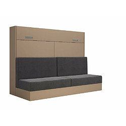 Inside 75 Armoire lit escamotable VERTIGO SOFA taupe canapé gris couchage 140*200 cm