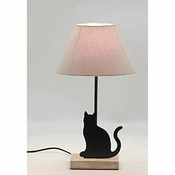 Aubry Gaspard Lampe Chat en métal noir et bois.