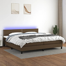 vidaXL Sommier à lattes de lit matelas et LED Marron foncé 200x200 cm