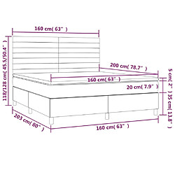 Acheter vidaXL Sommier à lattes de lit avec matelas LED Bleu foncé 160x200 cm