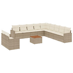 Maison Chic Salon de jardin avec coussins 12 pcs | Ensemble de Table et chaises | Mobilier d'Extérieur beige résine tressée -GKD53661