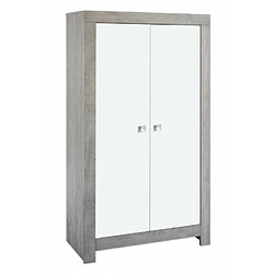 Schardt Armoire bébé 2 portes bois gris et blanc Nordic Driftwood L 109 x H 189 x P 53 cm