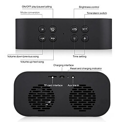 Avis Wewoo Mini enceinte Bluetooth Réveil LED haut-parleur de carte sans fil 5.0 avec horloge numérique miroir (Noir)