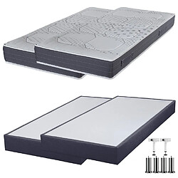 Ebac Matelas mousse + Sommier SP18 Volcan 2x90x200 Myriade - H. 21 cm - Soutien équilibré 