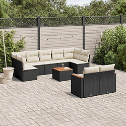 Maison Chic Salon de jardin 10 pcs avec coussins, Ensemble Tables et chaises d'extérieur noir résine tressée -GKD711846