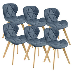 Lot de 6 Chaises Älmhult Similicuir 81 x 57 x 49 cm Bleu [en.casa]