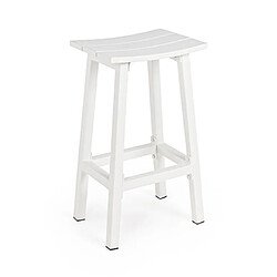 Mes Tabouret de bar 41,8x31x71 cm en aluminium blanc - KEZIO 