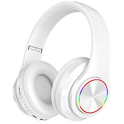 Universal Casque sans fil LED pliable Bluetooth 5.0 casque casque stéréo microphone (blanc) 