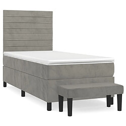 vidaXL Sommier à lattes de lit et matelas Gris clair 100x200cm Velours