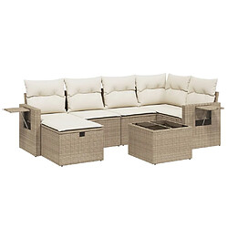 vidaXL Salon de jardin avec coussins 7 pcs beige résine tressée