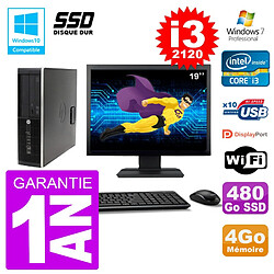 PC HP 6200 SFF Ecran 19" Intel i3-2120 RAM 4Go SSD 480Go Graveur DVD Wifi W7 · Occasion 