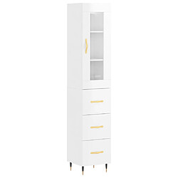 Maison Chic Buffet,Meuble de Rangement,commode pour salon,Cuisine Blanc brillant 34,5x34x180 cm Bois d'ingénierie -MN56057