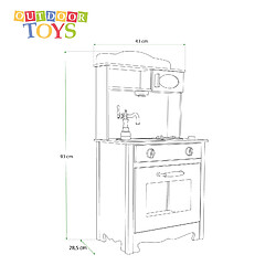 Acheter Cuisine pour Enfants en Bois Eva Outdoor Toys 43x28,5x93 cm Cuisine Jouet Blanche avec Accessoires, Lumière LED et Sons