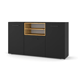 BIM FURNITURE Commode Anette L 151 cm buffet noir mat / chêne artisan