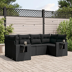 vidaXL Salon de jardin 6 pcs avec coussins noir résine tressée 