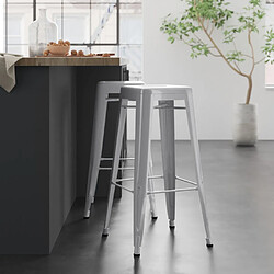 Ahd Amazing Home Design Tabouret Tolix industriel en acier et métal pour bars et cuisines Steel Up, Couleur: Blanc