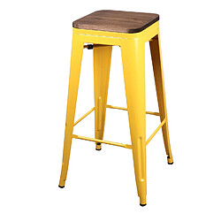 Urban Living Tabouret de bar vintage Liv - H. 77 cm - Jaune Urban Living - Tabouret de bar vintage Liv - H. 77 cm - Jaune - Design