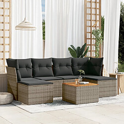 vidaXL Salon de jardin avec coussins 7 pcs gris résine tressée 