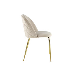 Avis Vente-Unique Lot de 6 chaises - Velours et métal doré - Beige - MELBOURNE