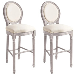 vidaXL Tabourets de bar lot de 2 blanc lin 