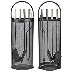 HI Ensemble d'outils de cheminée 5 pcs Noir 23x14,8x66 cm