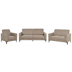 Beliani Ensemble canapés et fauteuil en tissu taupe 6 places FENES