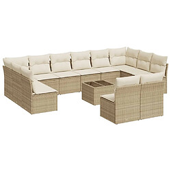 Maison Chic Salon de jardin avec coussins 13 pcs | Ensemble de Table et chaises | Mobilier d'Extérieur beige résine tressée -GKD13993