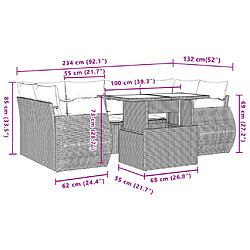 vidaXL Salon de jardin avec coussins 7 pcs beige résine tressée pas cher