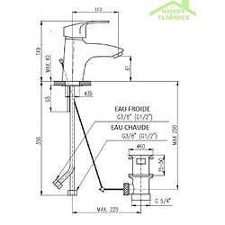 Rav Mitigeur lavabo KONGO en chrome sans ou avec siphon - Avec siphon