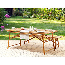 Beliani Table de jardin 180 x 90 cm Bois Bois clair TINDARI