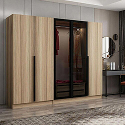 Hanah Home Armoire en aggloméré et verre Kale Plus 225 x 52 x 210 cm.