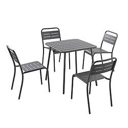 Concept Usine Ensemble table + chaises 4 places gris foncé BERGAME