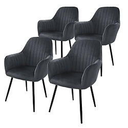 ML-Design Lot de 4 chaises de salle à manger rembourrée, asisse en velours, gris, en métal 