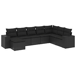 vidaXL Salon de jardin 8 pcs avec coussins noir résine tressée