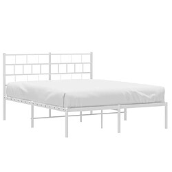 Avis Maison Chic Lit adulte 150x200cm- Cadre de lit métal avec tête de lit pour chambre blanc -MN76585