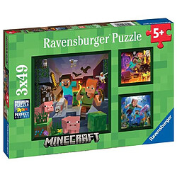 Puzzle enfant 3x49 pièces Ravensburger Biomes de Minecraft 