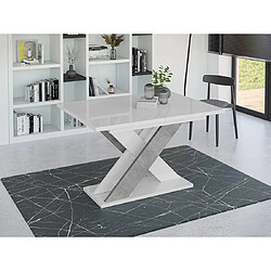 Bestmobilier Tosca - table à manger extensible - blanc et effet béton - 4 à 6 personnes