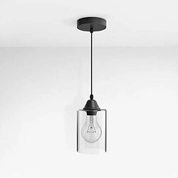 EMKE Lampe pendante E27 noire avec abat-jour en verre pour une décoration moderne Convient pour le salon et la salle à manger